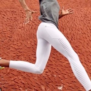 White Athleta Contender Laser cut 7/8 Leggings